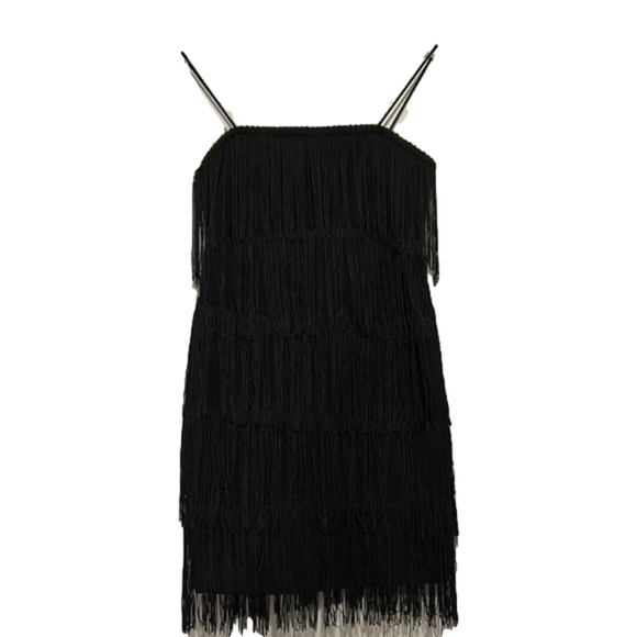 SHEIN Dresses & Skirts - SHEIN Black Fringe Spaghetti Strap Dress, Small